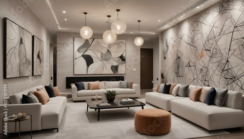 Fototapeta Naklejka Na Ścianę i Meble -  Photo interior modern design room 3d illustration