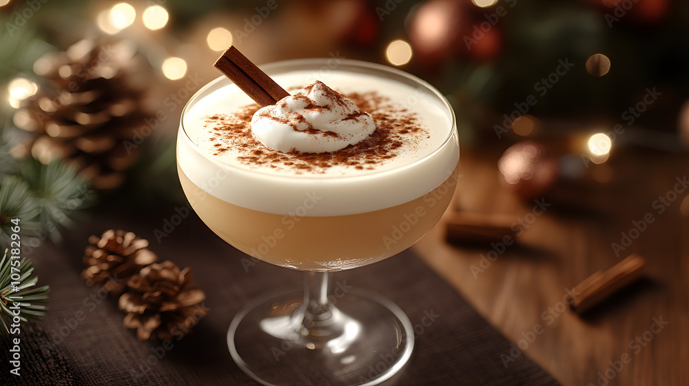 Christmas Creamy cocktail with egg, Generation classic and elegant drink
Christmas Creamy cocktail with egg, Generation classic and elegant drink