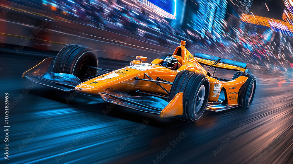 Fototapeta premium Formula One Car Racing on the Las Vegas Strip at Night