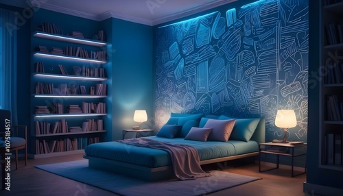 Fototapeta Naklejka Na Ścianę i Meble -  Photo interior modern design room 3d illustration