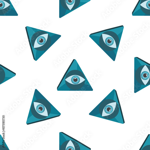 Seamless pattern featuring the eye of providence, symbolizing spiritual sight, enlightenment, and hidden knowledge