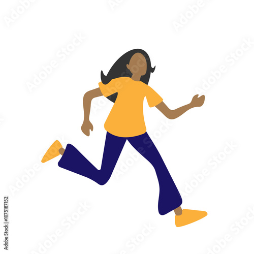 Running woman. Vector illustration. Flat faceless design isolated on a white background.