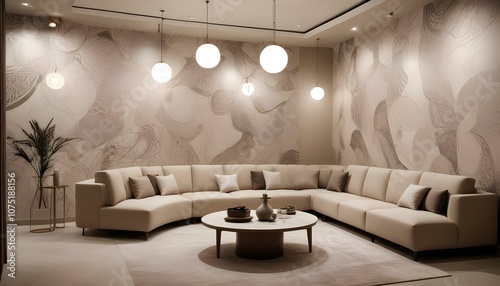 Fototapeta Naklejka Na Ścianę i Meble -  Photo interior modern design room 3d illustration