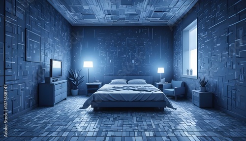 Fototapeta Naklejka Na Ścianę i Meble -  Photo interior modern design room 3d illustration