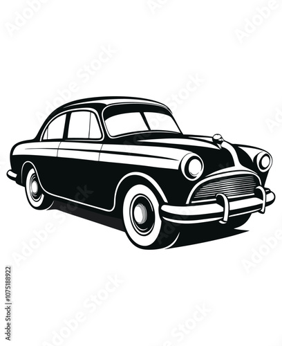 Black silhouette of A classic Car  generative ai