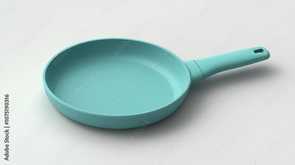 A new clean frying pan with a blue non-stick coating A new clean frying pan with a blue non-stick coating