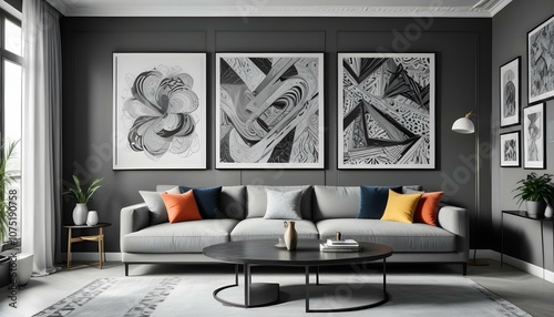 Fototapeta Naklejka Na Ścianę i Meble -  Photo interior modern design room 3d illustration