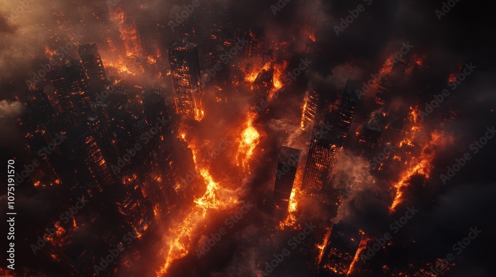 Cityscape engulfed in Flames Cityscape engulfed in Flames