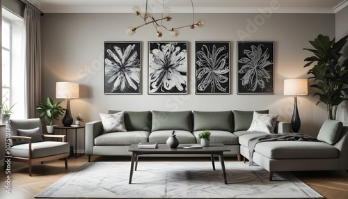 Fototapeta Naklejka Na Ścianę i Meble -  Photo interior modern design room 3d illustration
