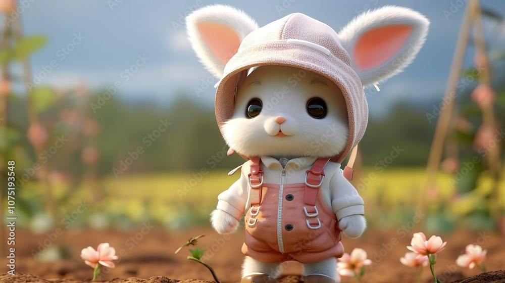 A photo of a 3D character using a cotton module build A photo of a 3D character using a cotton module build