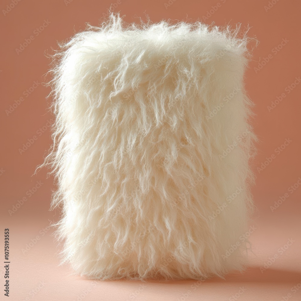 Close up of fluffy white fur fabric texture