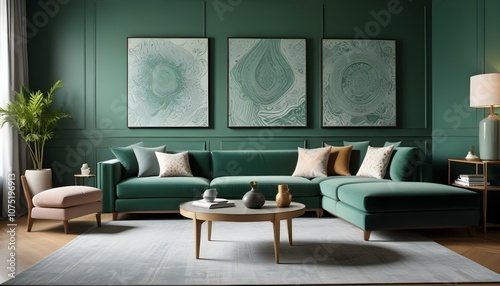 Fototapeta Naklejka Na Ścianę i Meble -  Photo interior modern design room 3d illustration