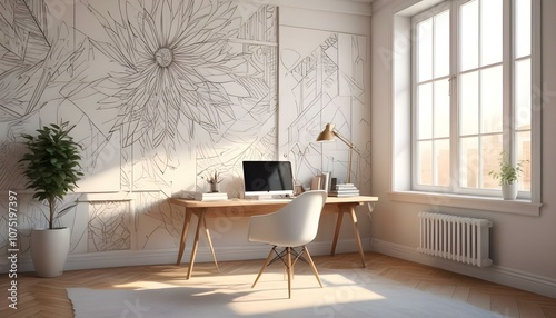 Fototapeta Naklejka Na Ścianę i Meble -  Photo interior modern design room 3d illustration