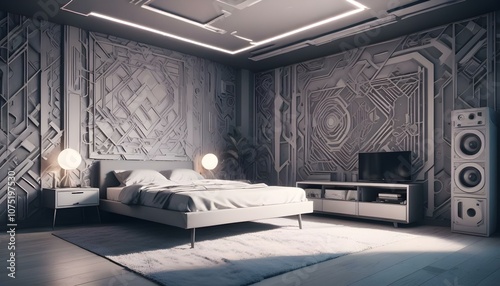 Photo interior modern design room 3d illustration