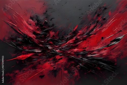 Splashes of red burgundy and-black with textured brush strokes evoking intense energy, Ai Generated photo