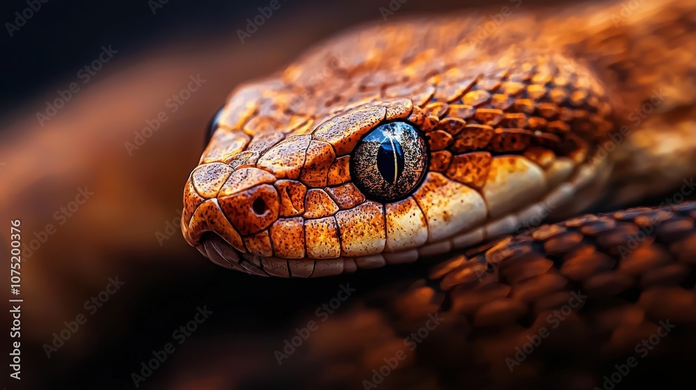 Fototapeta premium Close-up of a vibrant snake showcasing intricate scales