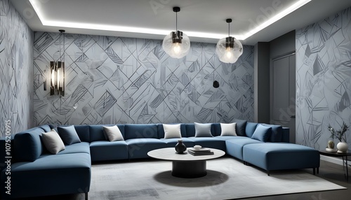 Fototapeta Naklejka Na Ścianę i Meble -  Photo interior modern design room 3d illustration