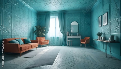 Fototapeta Naklejka Na Ścianę i Meble -  Photo interior modern design room 3d illustration