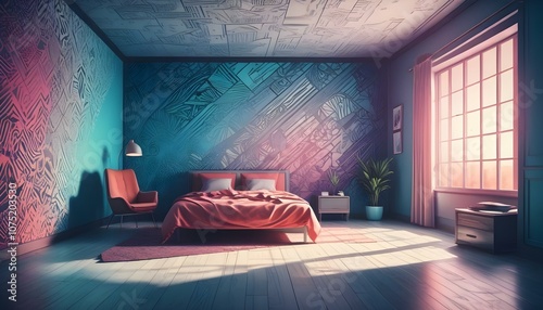 Fototapeta Naklejka Na Ścianę i Meble -  Photo interior modern design room 3d illustration