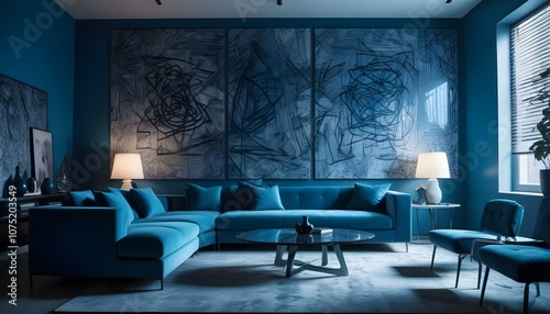 Fototapeta Naklejka Na Ścianę i Meble -  Photo interior modern design room 3d illustration