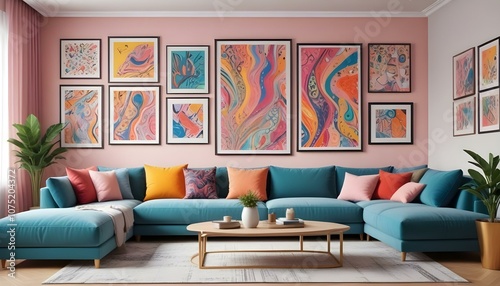 Fototapeta Naklejka Na Ścianę i Meble -  Photo interior modern design room 3d illustration