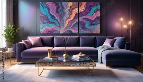 Fototapeta Naklejka Na Ścianę i Meble -  Photo interior modern design room 3d illustration