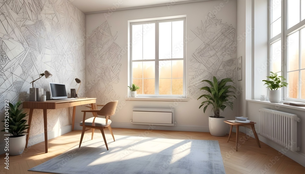 Fototapeta premium Photo interior modern design room 3d illustration