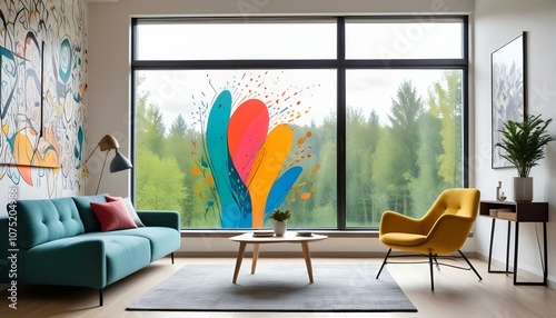 Fototapeta Naklejka Na Ścianę i Meble -  Photo interior modern design room 3d illustration