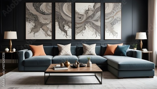 Fototapeta Naklejka Na Ścianę i Meble -  Photo interior modern design room 3d illustration