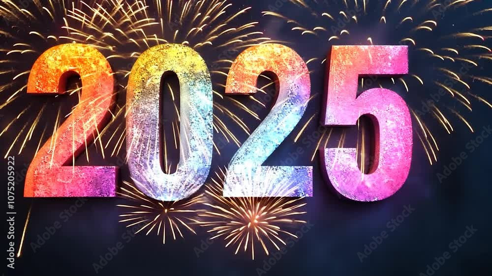 Happy New Year 2025 New Year's Eve Party background banner greeting card illustration with text