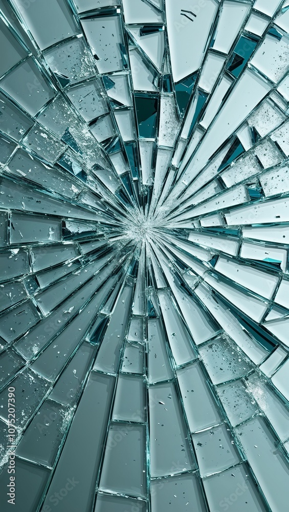 Obraz premium Abstract shattered glass effect with broken fragments