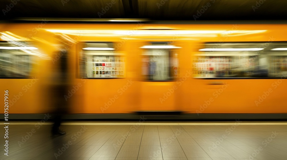 train speeding through a station, intense motion blur on the train, stationary platform details in focus train speeding through a station, intense motion blur on the train, stationary platform details in focus