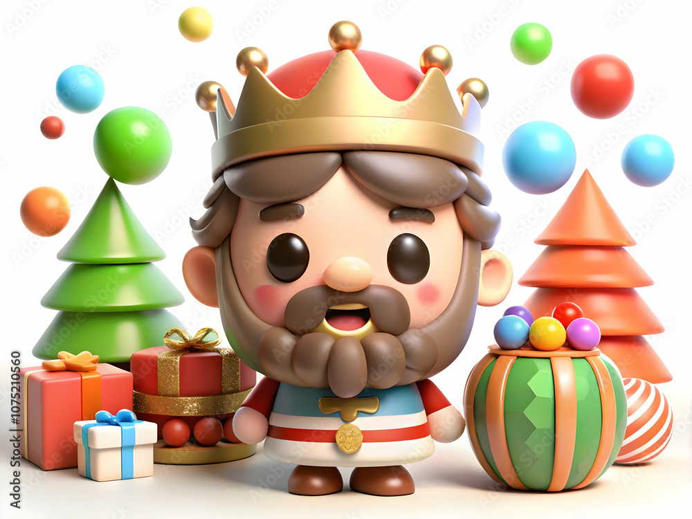 Naklejka premium Reyes Magos Festive Carnival Glossy Background Lively Scene Vibrant Elements Copy Space for Text Ideal for Carnival Advertising Magazine Covers Photo Stock Concept