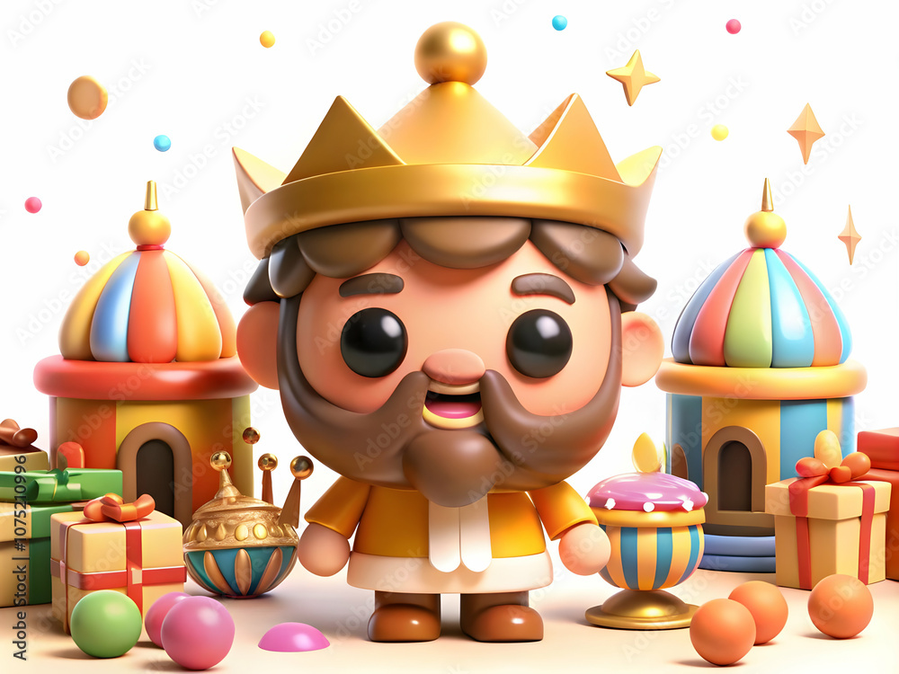 Naklejka premium Reyes Magos Festive Carnival Glossy Background Vibrant Elements Copy Space Ideal for Carnival Advertisements Magazine Covers Lively Scene Capturing Joyous Celebration with Colorful Decorations