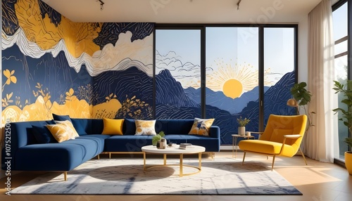 Fototapeta Naklejka Na Ścianę i Meble -  Photo interior modern design room 3d design