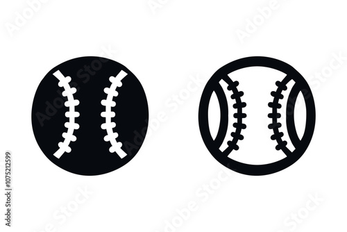 Set of silhouettes of baseball balls on white background Baseball sports concept, vector