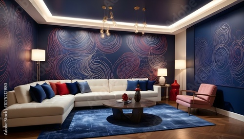 Fototapeta Naklejka Na Ścianę i Meble -  Photo interior modern design room 3d design