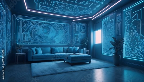 Fototapeta Naklejka Na Ścianę i Meble -  Photo interior modern design room 3d design