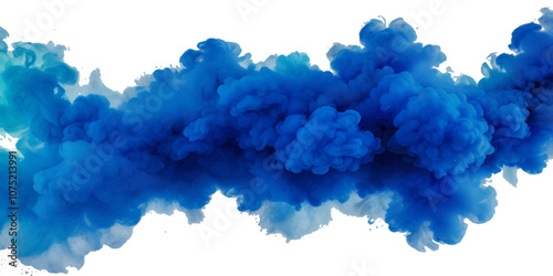 Vibrant blue Full frame of forms and textures of an explosion of powder smoky wave isolated Spraying abstract acrylic paint