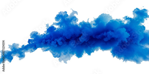 Vibrant blue Full frame of forms and textures of an explosion of powder smoky wave isolated Spraying abstract acrylic paint