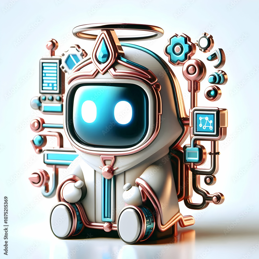 Naklejka premium 3D Reyes Magos High Tech Laboratory Glossy Background Copy Space Innovative Scene Science Advertising Magazine Cover Icon