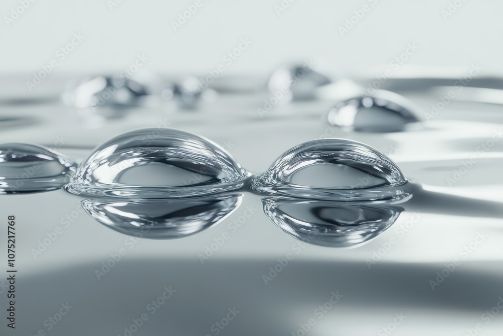 Reflective Silver Droplets on Sleek Surface Reflective Silver Droplets on Sleek Surface