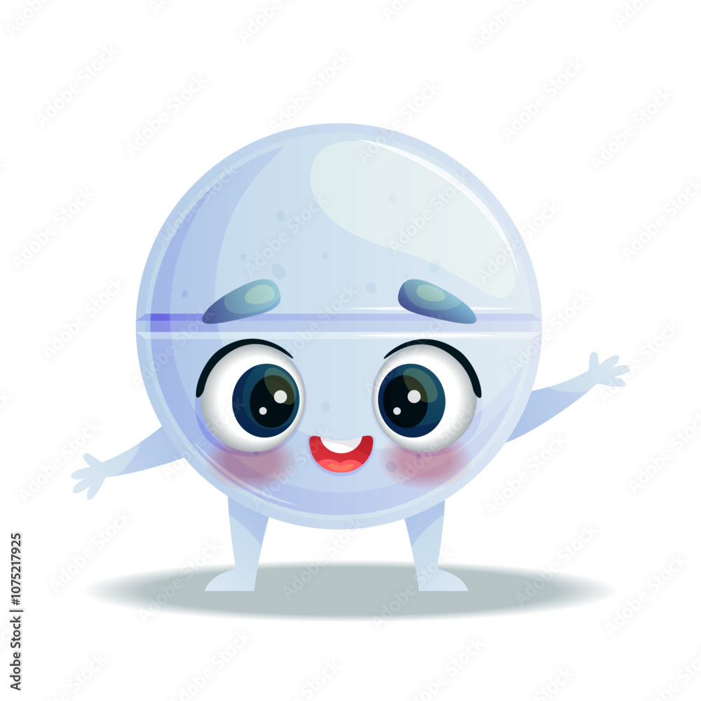 Fototapeta premium A cute funny pill. Vector illustration of a character on a white background. Isolated background.