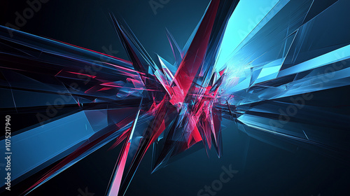 Wallpaper Mural Futuristic Abstract Geometric Digital Art in Red and Blue Tones Torontodigital.ca