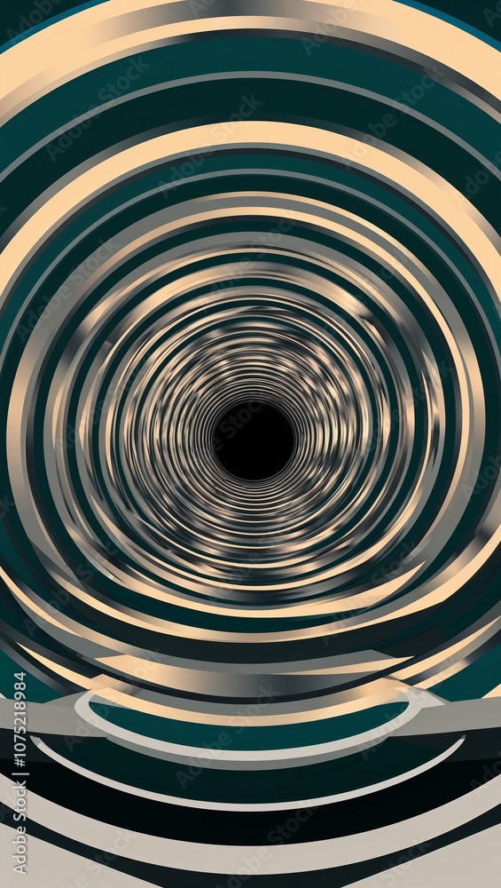 Fototapeta premium Faded concentric lines forming a 3D tunnel vortex illusion