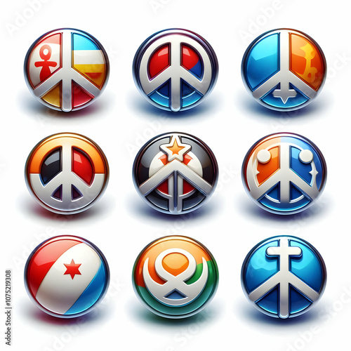 Free Download 3D Glossy Peace Symbols Set Religious Icons Peace Harmony World Religion Day Infographics Isolated White Background Peaceful Concepts Emphasizing Unity and Diversity 3D Design - GFXLoad