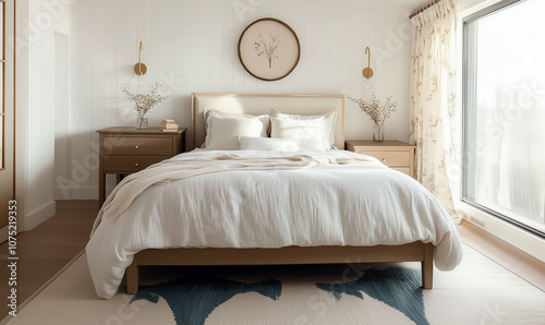 Elegant farmhouse bedroom w...