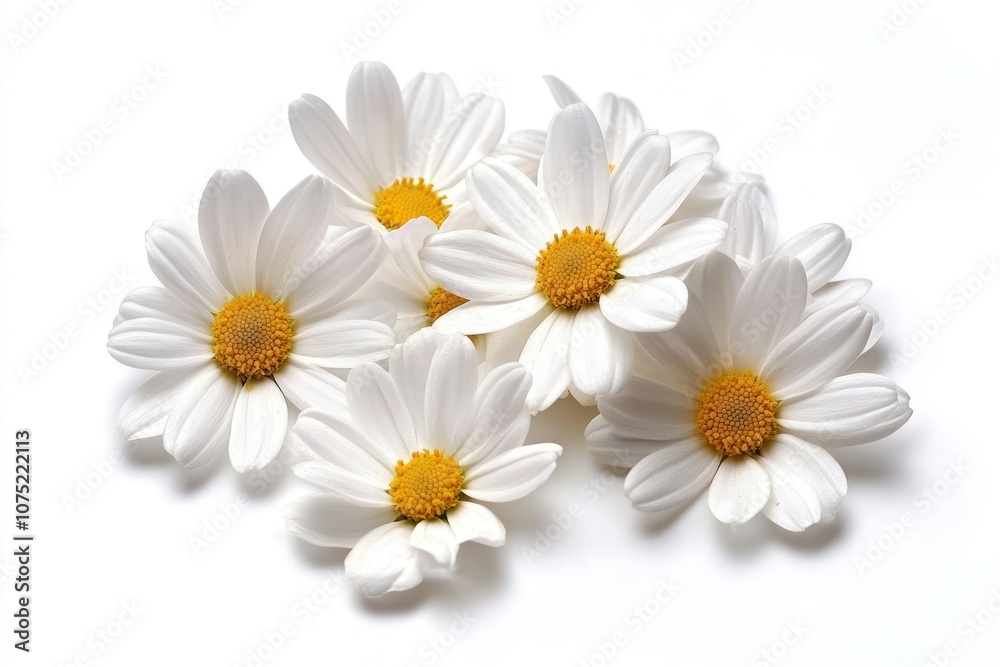 Obraz premium Elegant White Daisies with Yellow Centers on White Background
