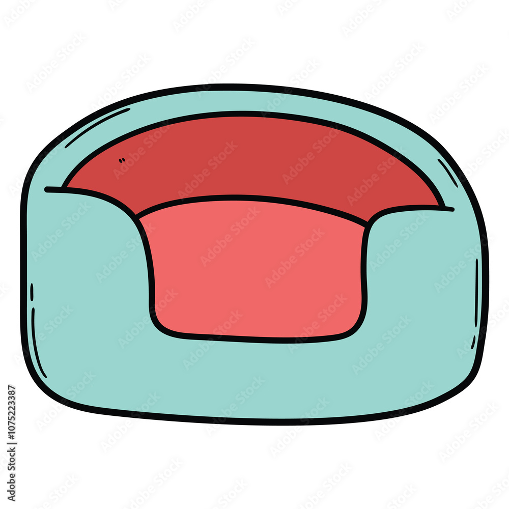 Hand drawn cartoon pet bed on white background. Hand drawn cartoon pet bed on white background.
