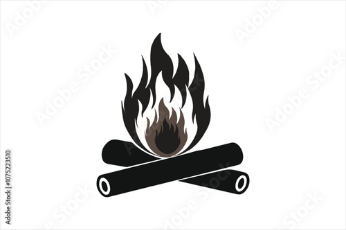 Campfire vector, flame icon. Black icon isolated on white background